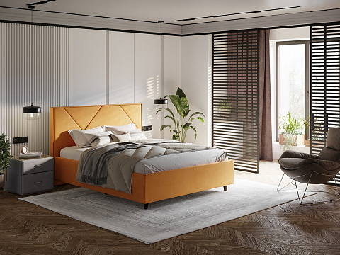 Кровать Tessera Grand - Мягкая кровать с высоким изголовьем и стильными ножками из массива бука