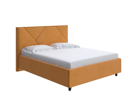 Коричневая кровать Tessera Grand - Мягкая кровать с высоким изголовьем и стильными ножками из массива бука