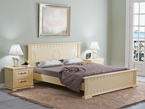 Кровать из массива Milena-М - Модель из маcсива. Изголовье украшено декоративной резкой.