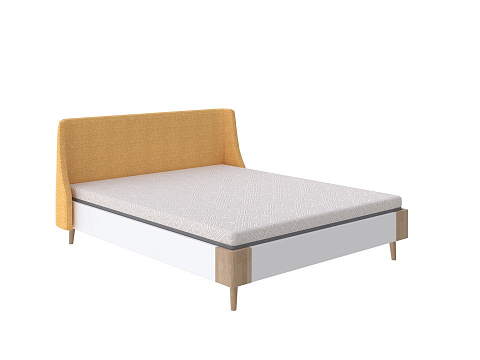 Желтая кровать Lagom Side Chips - Оригинальная кровать без встроенного основания из ЛДСП с мягкими элементами.