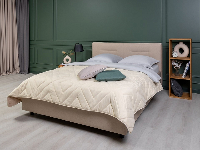Кровать Nuvola-8 NEW 160x200 Ткань: Велюр Forest 741 Светло-фиолетовый - Кровать в лаконичном стиле с горизонтальной отстрочкой  в изголовье