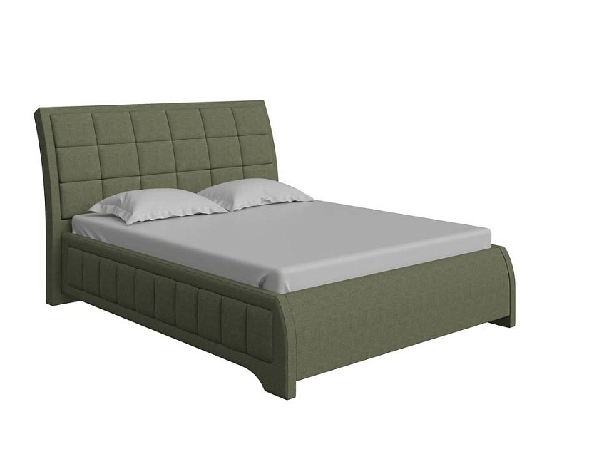 Кровать Foros 90x200 Экокожа/Ткань Белый (TM-14)/Лофти Бежевый - Кровать необычной формы в стиле арт-деко.