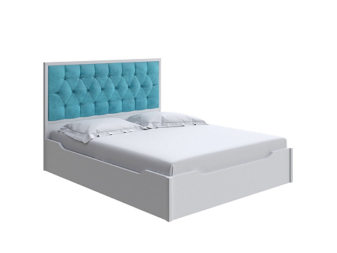 Синяя кровать Vester с подъемным механизмом - Современная кровать с подъемным механизмом