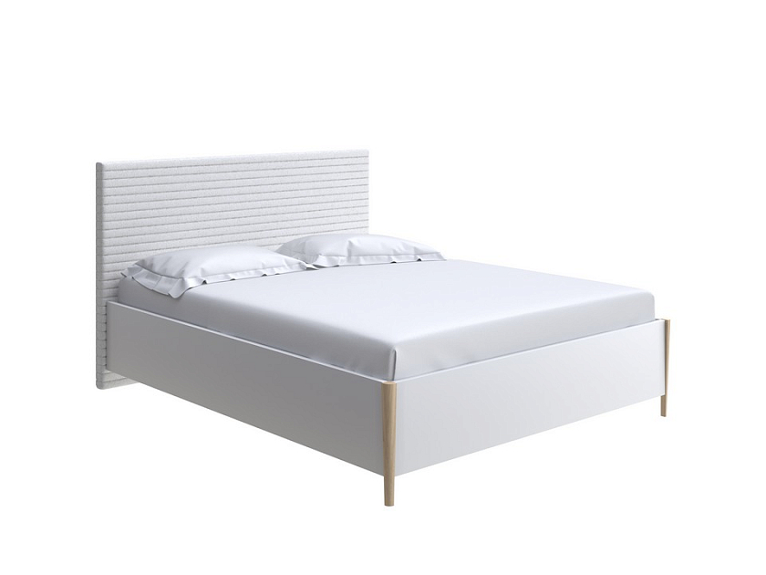 Кровать Rona 90x190 ЛДСП Венге+ткань Дуб Венге/Тетра Мраморный - Классическая кровать с геометрической стежкой изголовья