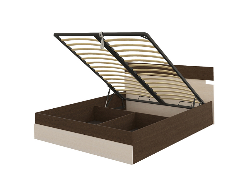 Кровать Milton с подъемным механизмом 180x200 ЛДСП Белый/Дуб Венге - Современная кровать с подъемным механизмом.