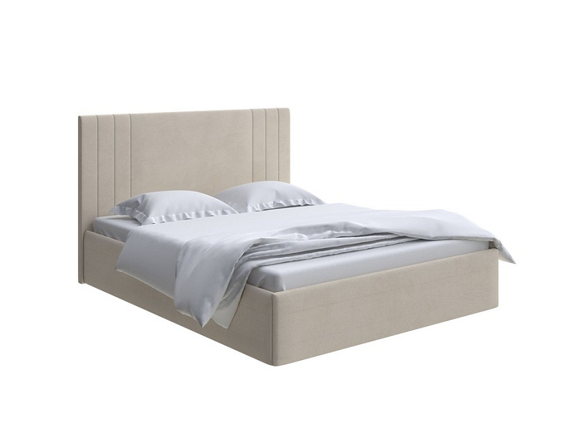 Кровать Liberty 80x190 Ткань: Велюр Ultra Песочный - Аккуратная мягкая кровать в обивке из мебельной ткани