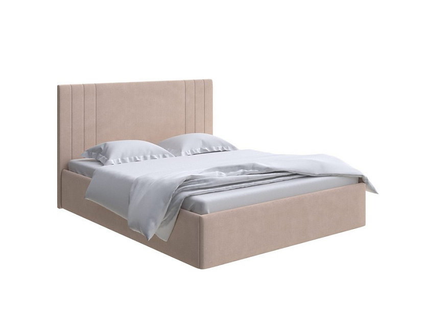 Кровать Liberty 140x200 Ткань: Рогожка Тетра Имбирь - Аккуратная мягкая кровать в обивке из мебельной ткани