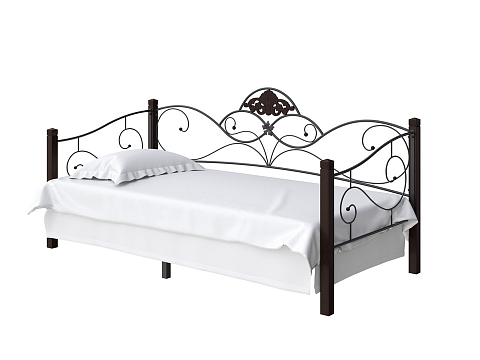 Черная кровать Garda 2R-Софа - Кровать-софа из массива березы с фигурной металлической решеткой. 