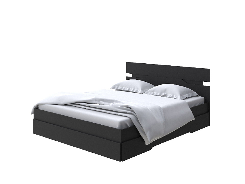 Кровать Milton 160x200 ЛДСП Черный - Современная кровать с оригинальным изголовьем.
