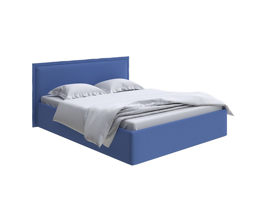 Кровать Aura Next 160x200 Ткань: Велюр Scandi Cotton 23 Кобальт - Кровать в лаконичном дизайне в обивке из мебельной ткани