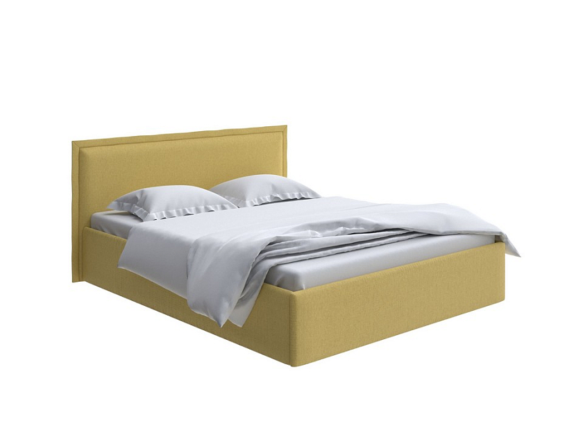 Кровать Aura Next 140x200 Ткань: Рогожка Firmino Канареечный - Кровать в лаконичном дизайне в обивке из мебельной ткани