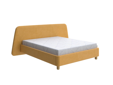 Желтая кровать Sten Berg Right - Мягкая кровать с необычным дизайном изголовья на правую сторону