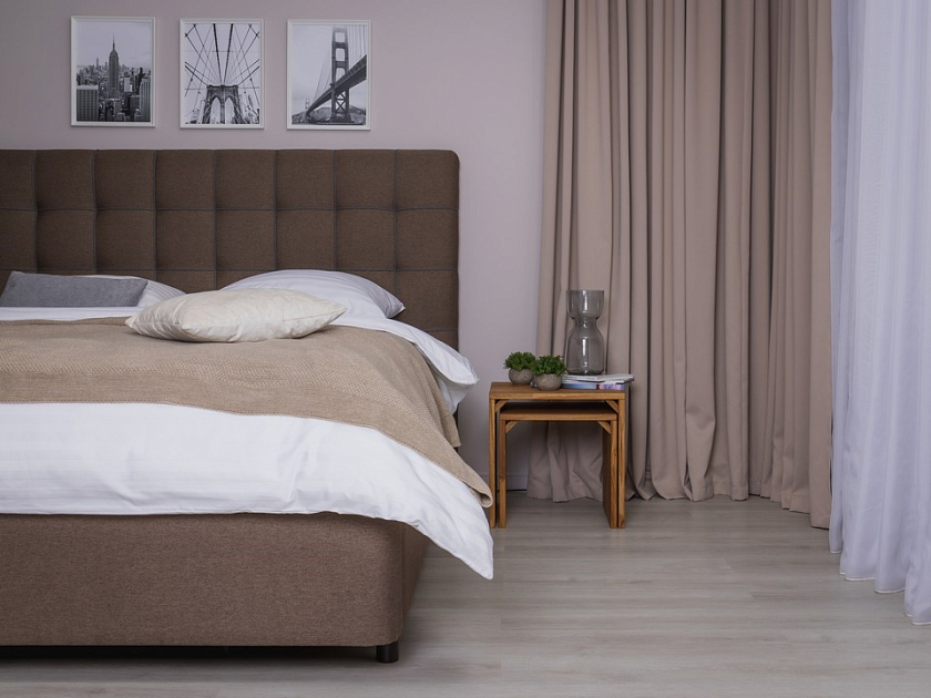 Кровать Leon 90x190 Экокожа/Ткань Тетра Голубой/Серый - Современная кровать, украшенная декоративным кантом.