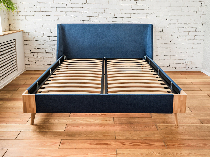 Кровать Lagom Side Soft 120x200 Ткань/Массив (береза) Beatto Пастила/Масло-воск Natura - Оригинальная кровать в обивке из мебельной ткани.