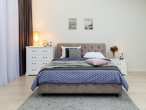Синяя кровать Next Life 4 - Классическая кровать с изогнутым изголовьем и глубокой пиковкой