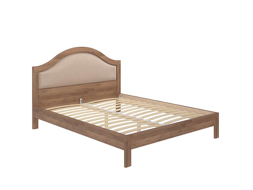 Кровать Ontario 80x180 Ткань/Массив Тетра Слива/Антик (сосна) - Уютная кровать из массива с мягким изголовьем