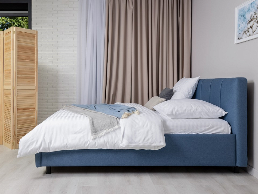 Кровать Nuvola-7 NEW 140x190 Ткань: Рогожка Тетра Стальной - Современная кровать в стиле минимализм