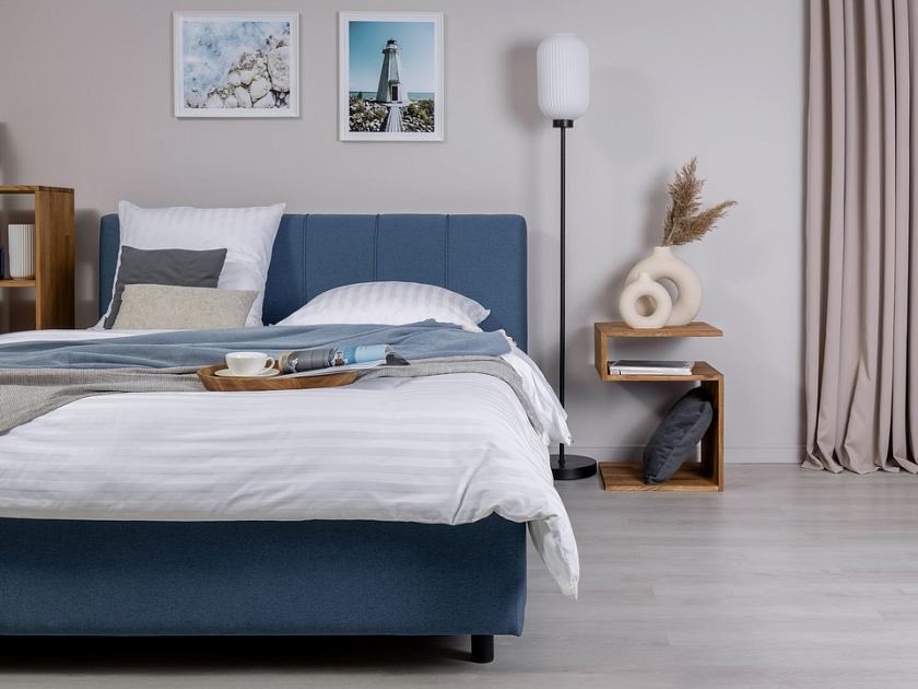 Кровать Nuvola-7 NEW 140x190 Ткань: Рогожка Тетра Стальной - Современная кровать в стиле минимализм