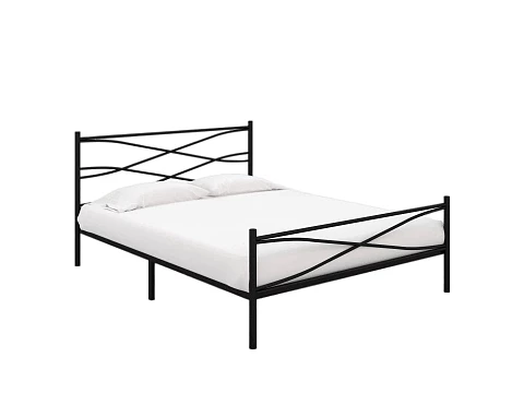 Черная кровать Страйп - Изящная кровать с облегченной металлической конструкцией и встроенным основанием